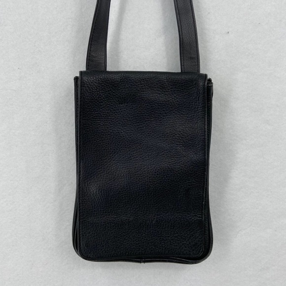 V2 Quo Vadis Pebbled Leather Crossbody Organizer Handbag Made in India Black - Picture 5 of 13